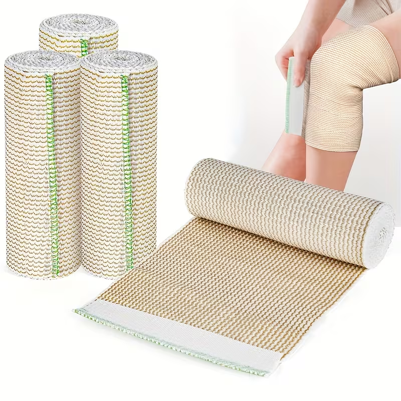 4-Roll Cotton Elastic Compression Bandage Wrap Set